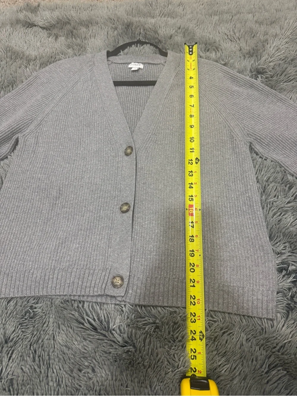 J.Crew Gray Ribbed Cotton Blend V-Neck Cardigan Sweater Size M